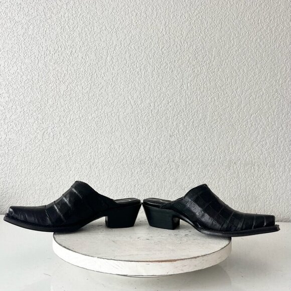 Rod Patrick Womens Mules 5C Black Caiman Leather Western Slip On Boots - Picture 7 of 12